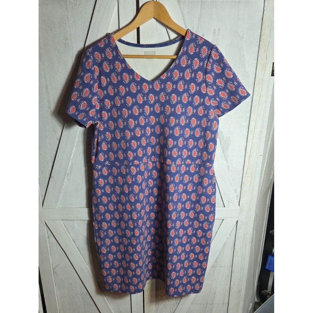 Duluth Trading Co. Paisley V-Neck Dress Size L